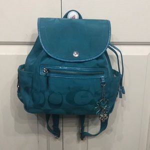 Blue Cinch Coach Backpack with Charms